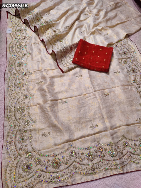 KcPc New Upada Silk Designer Saree with Embroidery Tari Work  NATH