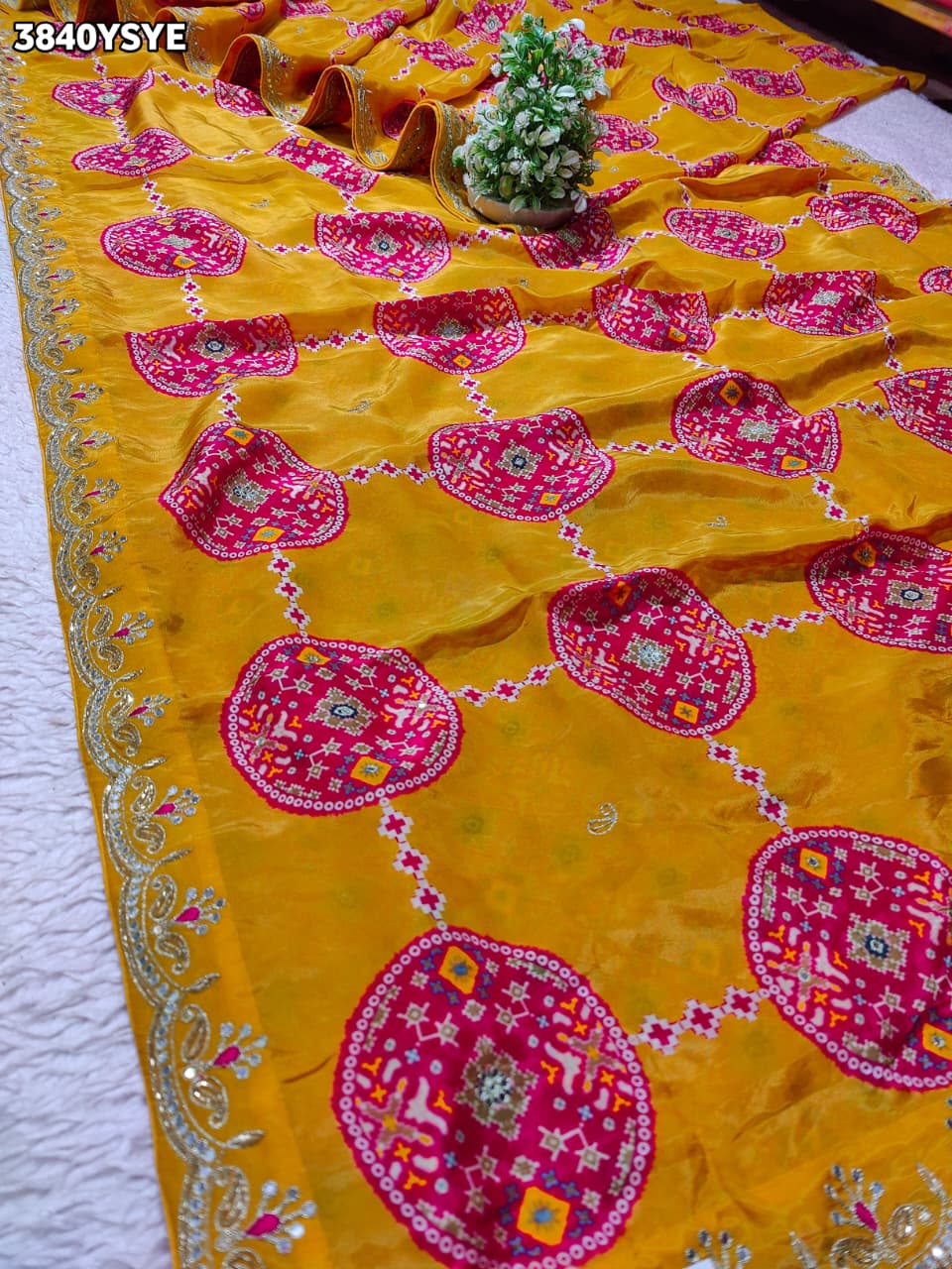 Buy New Patola Style Saree with Cutdana Work KcPc
