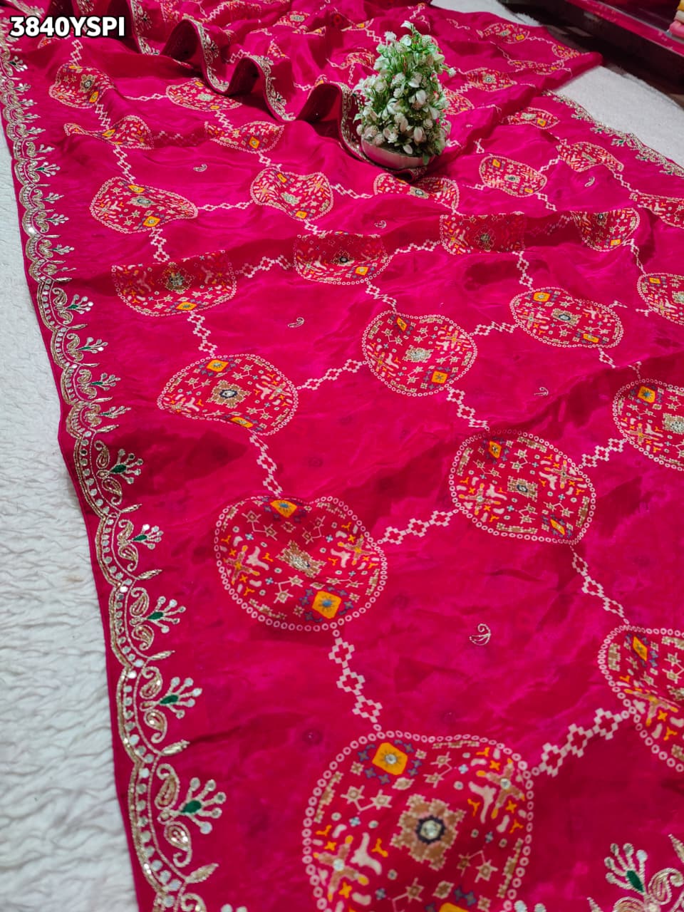 Buy New Patola Style Saree with Cutdana Work KcPc