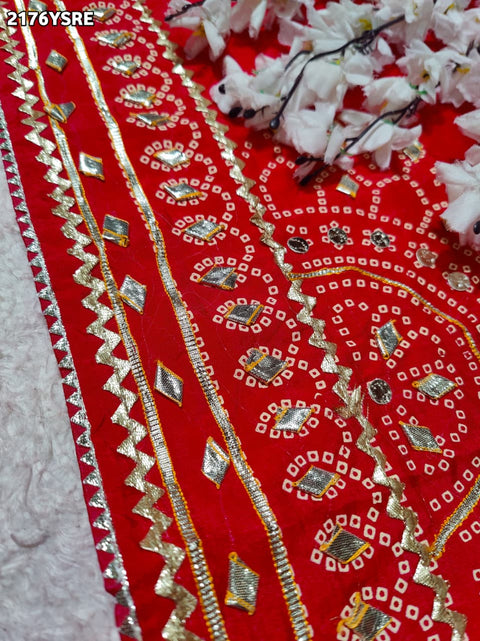 KcPc Royal Bandhani with Kachha Gota Patti Glow Modal Silk Saree  VK