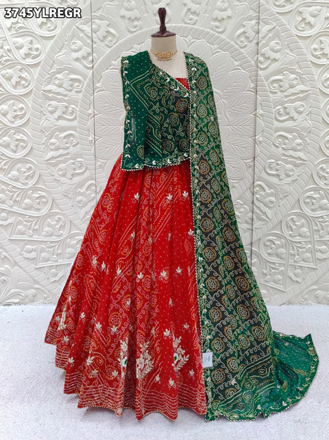 KcPc Festive Special Bandhani Style Georgette Lehenga – Cutdana Collection GOR