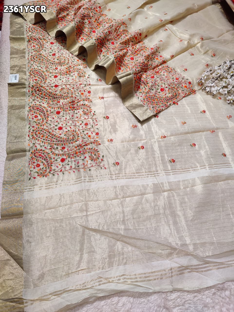 Buy New Launch Designer With Kashida Work Saree KcPc