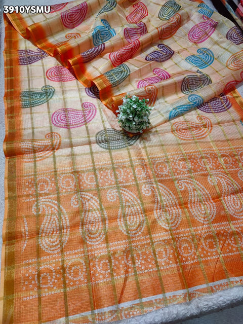 Buy Traditional Bandhani Style Kota Doria Saree Kcpc 