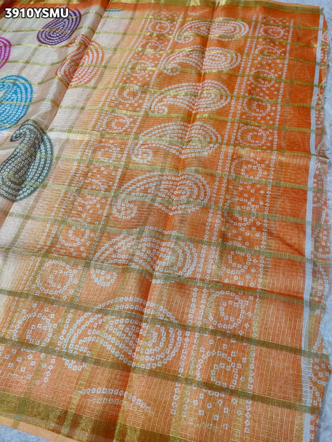 Buy Traditional Bandhani Style Kota Doria Saree Kcpc 