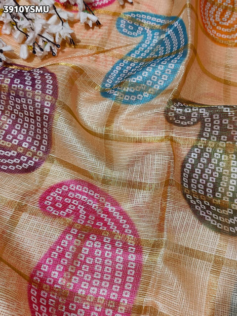 Buy Traditional Bandhani Style Kota Doria Saree Kcpc 