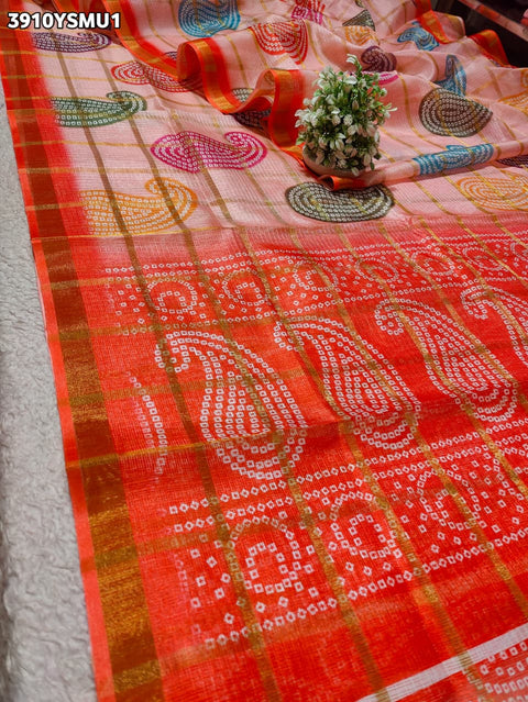 Buy Traditional Bandhani Style Kota Doria Saree Kcpc 