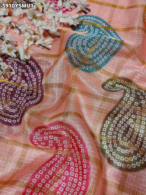 Buy Traditional Bandhani Style Kota Doria Saree Kcpc 