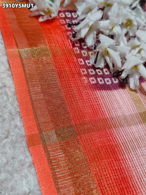 Buy Traditional Bandhani Style Kota Doria Saree Kcpc 