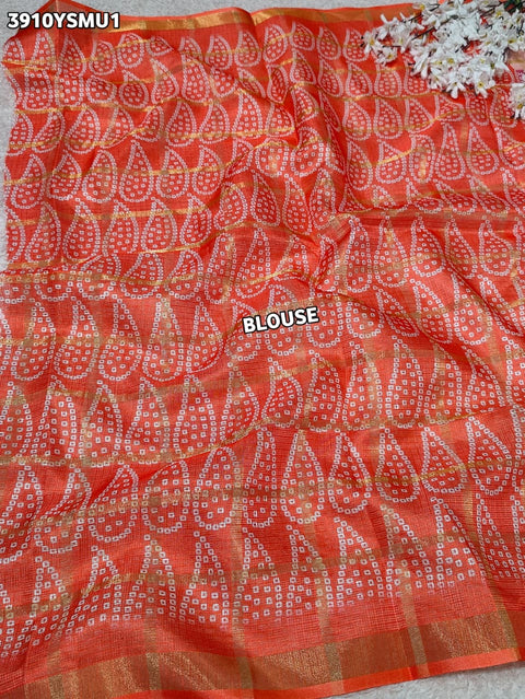Buy Traditional Bandhani Style Kota Doria Saree Kcpc 