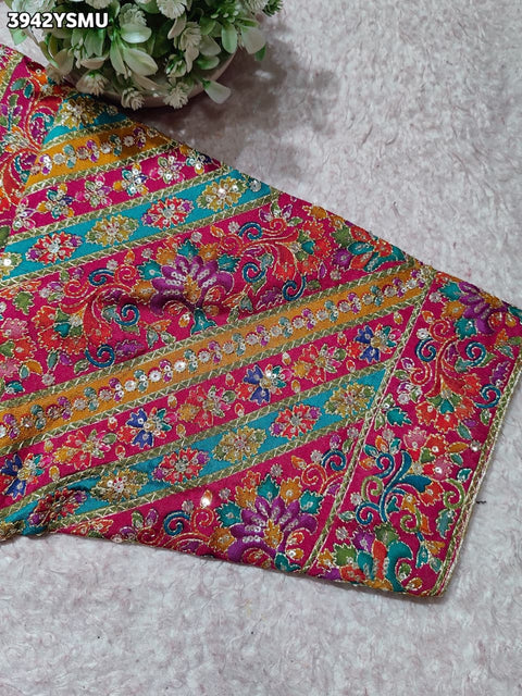 Buy Silk Printed Blouse with Zari Work Kcpc