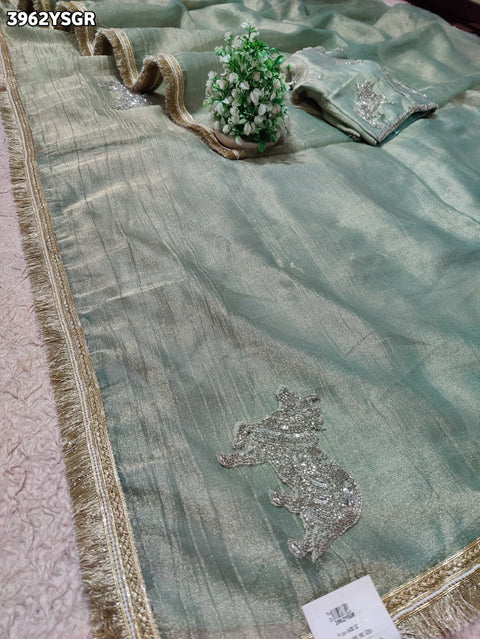 Buy Designer Crush Tissue Silk Saree Festive Special Kcpc