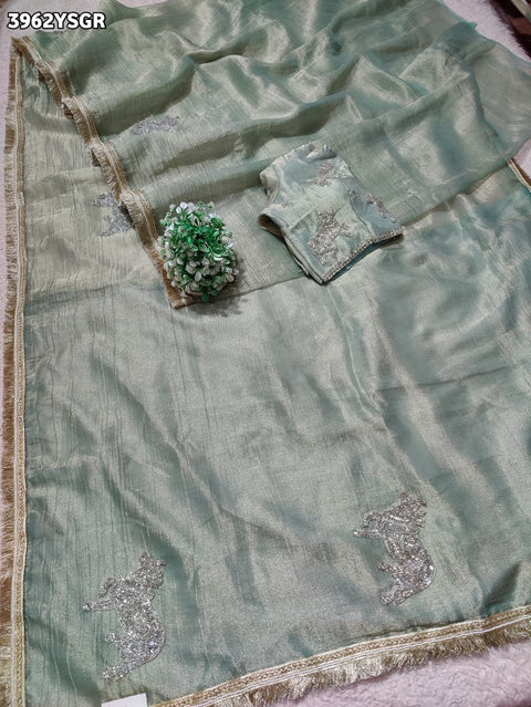 Buy Designer Crush Tissue Silk Saree Festive Special Kcpc