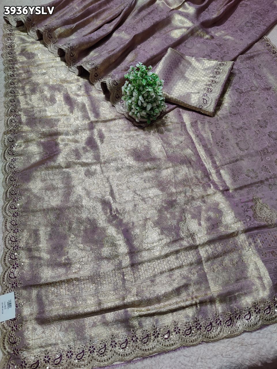 Buy Buy Tissue Saree with Embroidery Detailing Kcpc