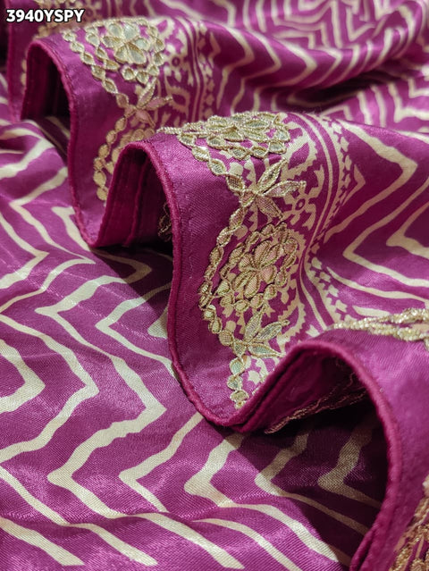 Buy Modal Silk Ajrakh Print Saree with Gota Patti Work  KcPc 