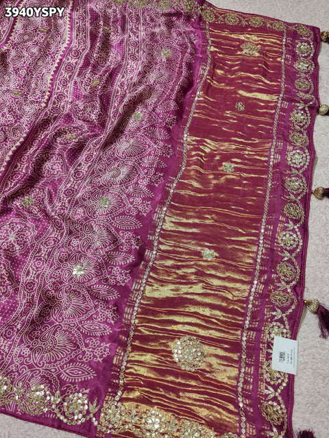 Buy Modal Silk Ajrakh Print Saree with Gota Patti Work  KcPc 