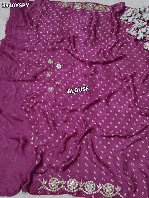 Buy Modal Silk Ajrakh Print Saree with Gota Patti Work  KcPc 