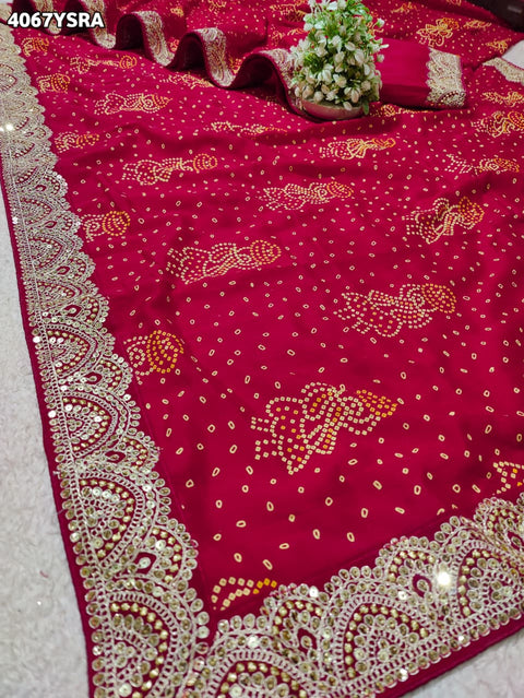 Buy Festive Special Dola Silk Bandhani Saree Kcpc