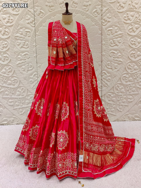 Buy Gaji Silk Lehenha With GotaPatti Work Kcpc