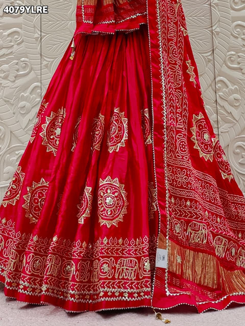 Buy Gaji Silk Lehenha With GotaPatti Work Kcpc