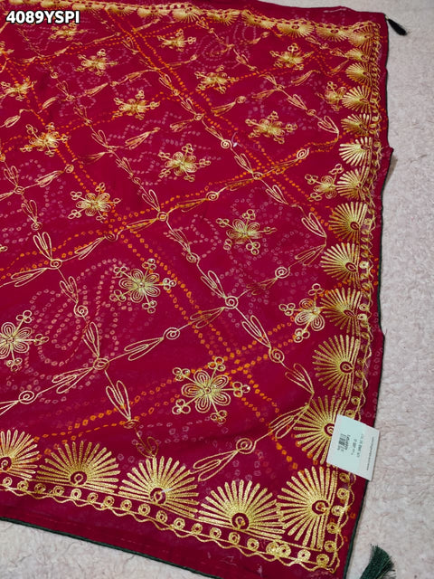 Buy Chiffon Saree Bandhani Style With Aaari Work KcPc