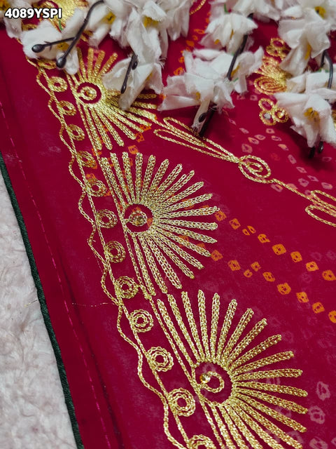 Buy Chiffon Saree Bandhani Style With Aaari Work KcPc