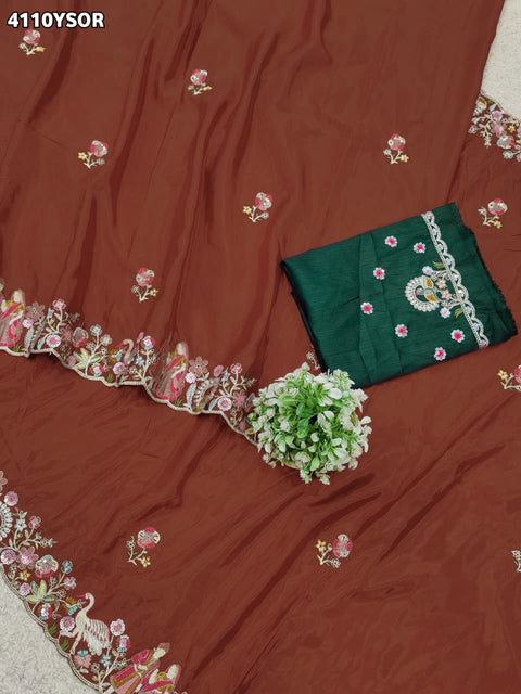 Buy HO Silk Saree with Embroidery Work Kcpc