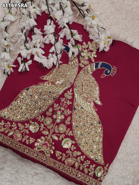 Buy Gaji Silk Saree with Heavy Embroidery Work Kcpc