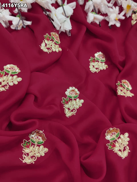 Buy Gaji Silk Saree with Heavy Embroidery Work Kcpc