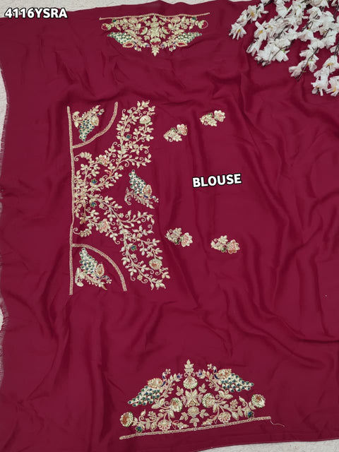 Buy Gaji Silk Saree with Heavy Embroidery Work Kcpc