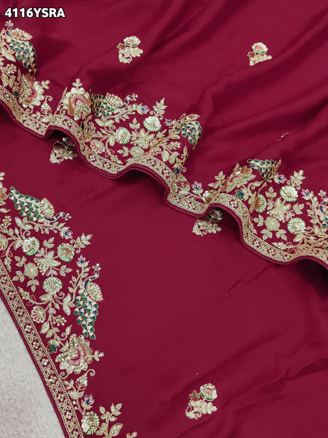 Buy Gaji Silk Saree with Heavy Embroidery Work Kcpc
