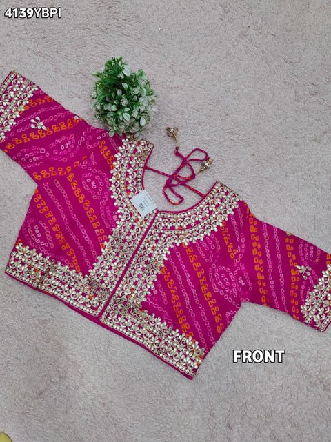 KcPc Bandhani Style Ojariya Blouse with Gota Patti Work  MEG