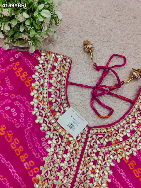 KcPc Bandhani Style Ojariya Blouse with Gota Patti Work  MEG