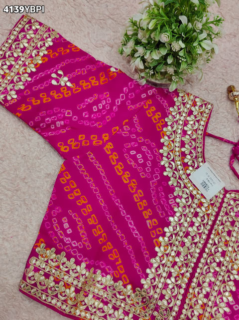 KcPc Bandhani Style Ojariya Blouse with Gota Patti Work  MEG