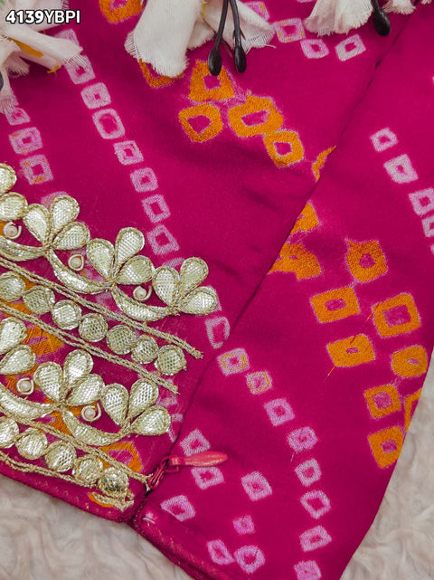 KcPc Bandhani Style Ojariya Blouse with Gota Patti Work  MEG