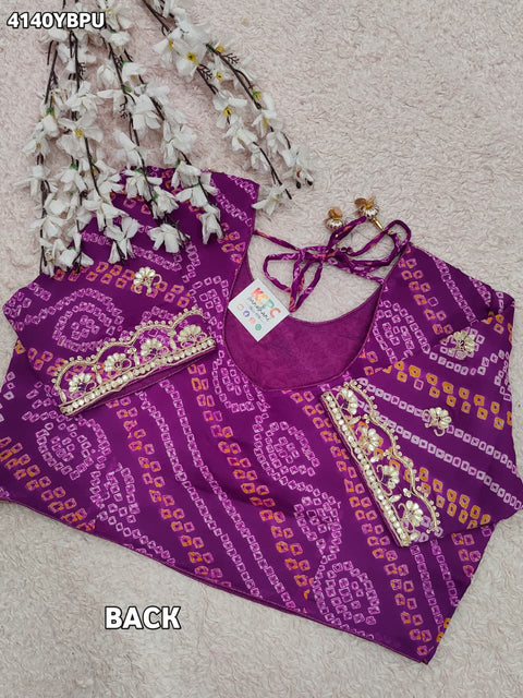 KcPc New Festive Bandhani Ojariya Blouse with Gota Patti Work  MEG