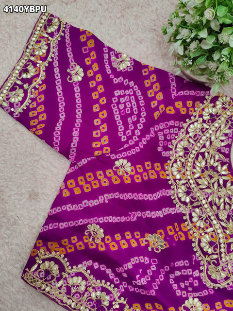 KcPc New Festive Bandhani Ojariya Blouse with Gota Patti Work  MEG