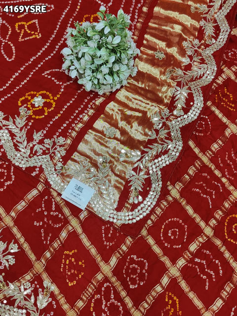 Buy Gaji Silk Saree With Bandhani Style Gota Patti Work KcPc 
