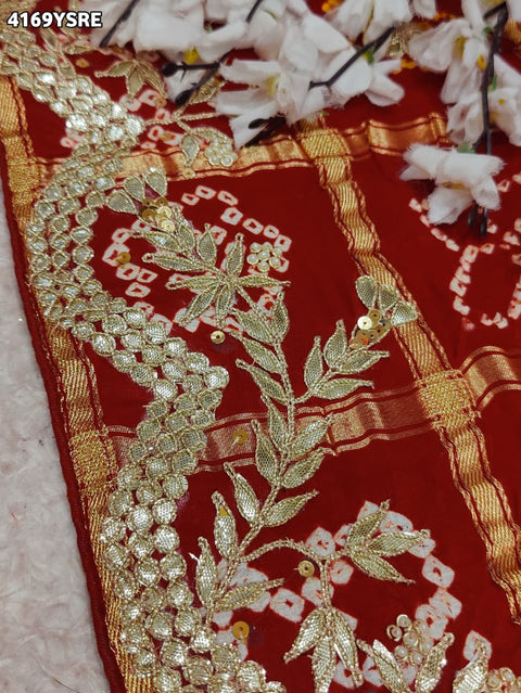 Buy Gaji Silk Saree With Bandhani Style Gota Patti Work KcPc 