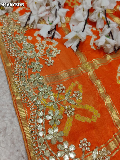 Buy Gaji Silk Saree With Bandhani Style Gota Patti Work KcPc 
