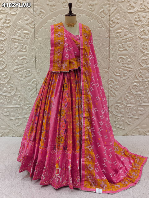 Buy Crepe Silk Patola Style Lehenga with Cutdana Work KcPc 