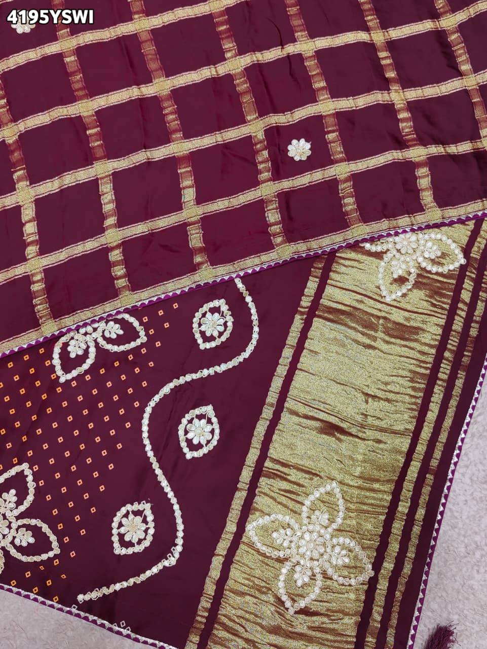 KcPc Modal Silk Bandhani Saree with Gota Patti WorkGAN