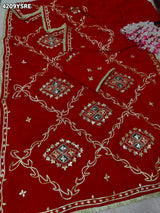 Buy Chinon Silk Saree with Beautiful Gota Patti Detailing KcPc