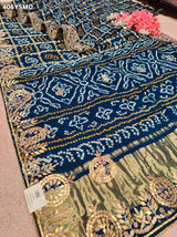 Buy Gaji Silk Saree Bandhani Style with Gotapatti Work