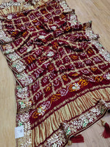 KcPc Royal Look Pure Gaji Silk Dupatta with Ghatchola Bandhej & Gota Patti Work
