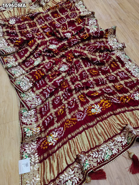 KcPc Royal Look Pure Gaji Silk Dupatta with Ghatchola Bandhej & Gota Patti Work