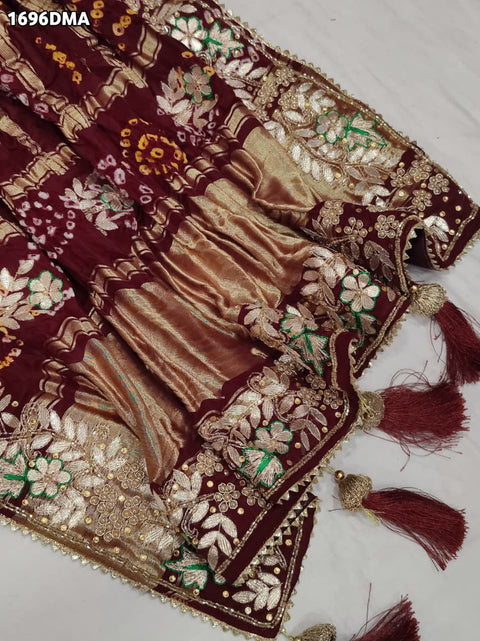 KcPc Royal Look Pure Gaji Silk Dupatta with Ghatchola Bandhej & Gota Patti Work