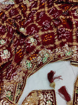 KcPc Royal Look Pure Gaji Silk Dupatta with Ghatchola Bandhej & Gota Patti Work