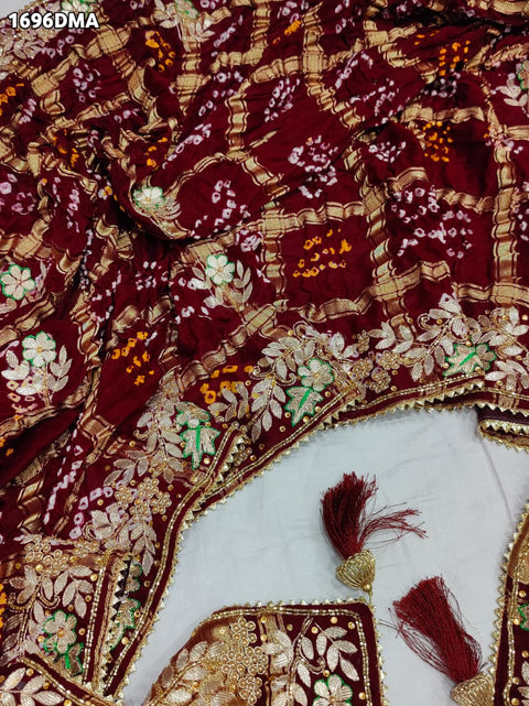 KcPc Royal Look Pure Gaji Silk Dupatta with Ghatchola Bandhej & Gota Patti Work