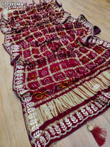 KcPc Pure Gaji Silk Bandhani Dupatta with Hand Gota Patti WorkAMT