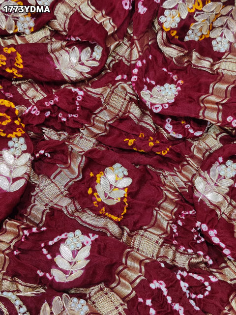 KcPc Pure Gaji Silk Bandhani Dupatta with Hand Gota Patti Work  AMT